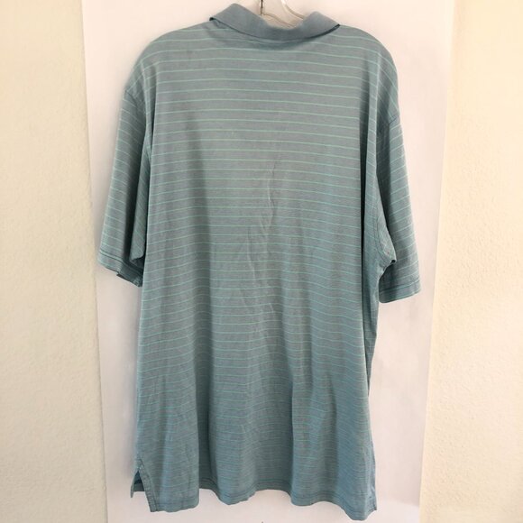 Peter Millar Men's Polo Shirt Sz XL Short Sleeve Stripped Green Blue Golf Casual - Picture 6 of 9
